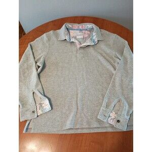 Tommy Bahama Mens Cotton Blend Grey Pullover Sweater Collared Shirt Size XL